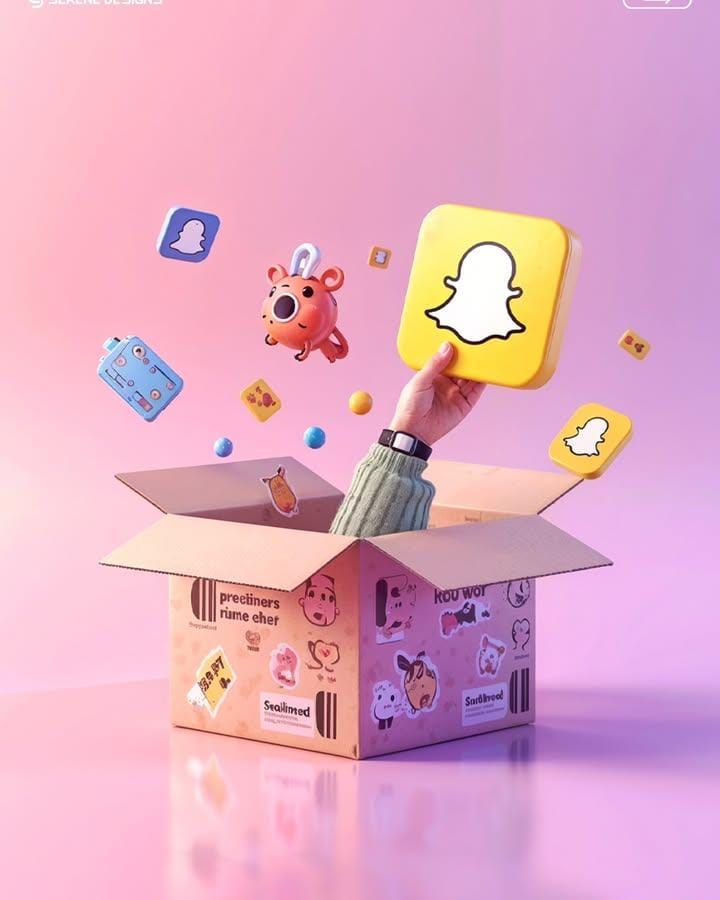 Cute 3D Unboxing Concept | brand reveal | floating objects - AI prompt example