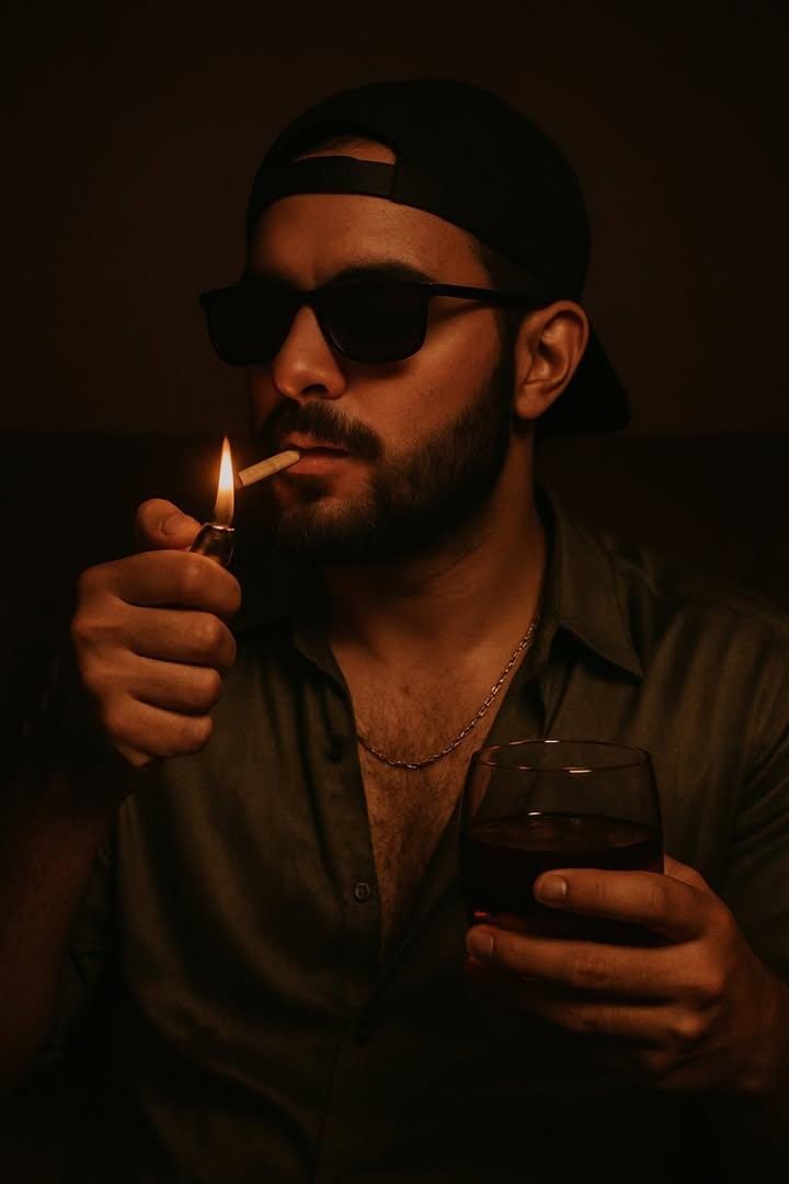 Noir Portrait with Cigarette | cinematic portrait | moody lighting - AI prompt example
