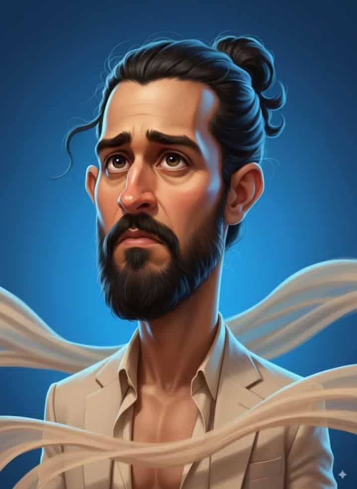 Example output generated with Caricature Portrait Upwards | exaggerated features | digital painting prompt