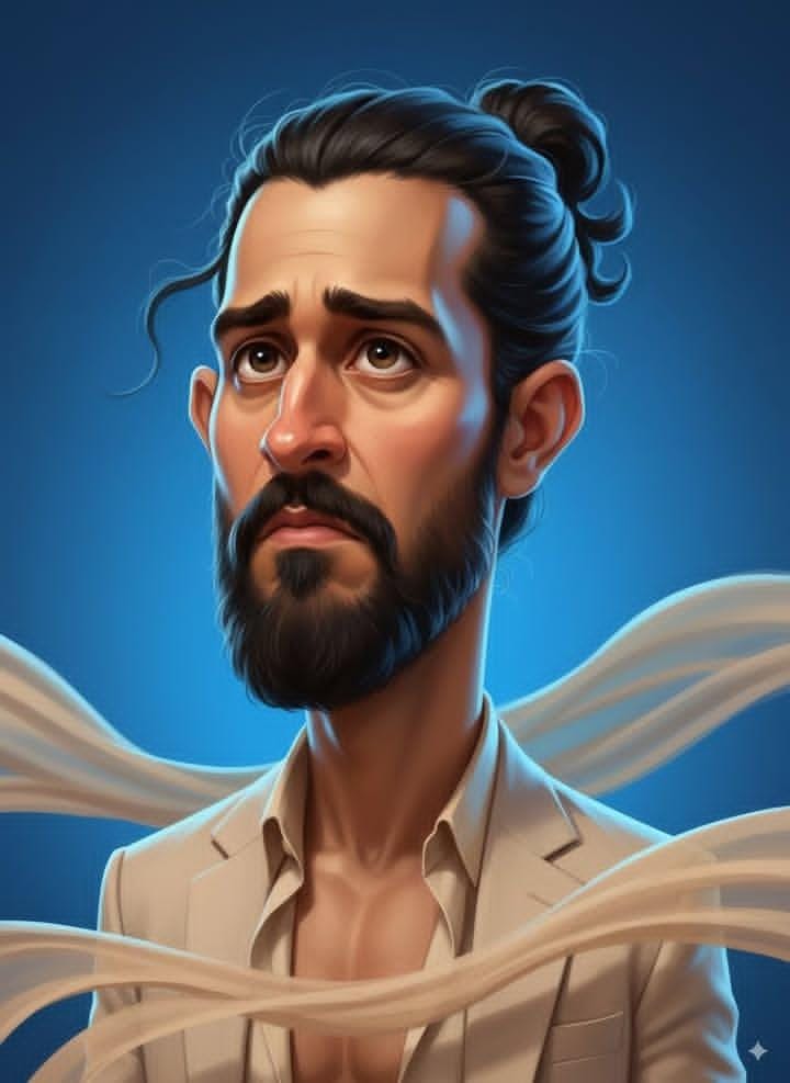Caricature Portrait Upwards | exaggerated features | digital painting - AI prompt example