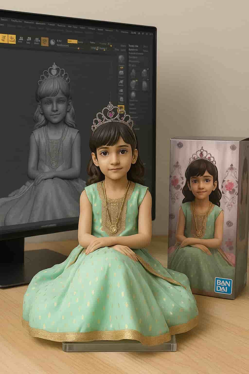 Example output generated with 1/7 Scale Figurine Prompt – Realistic Character Model with Studio Setup prompt