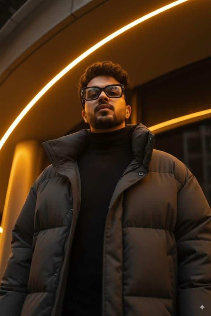 Example output generated with Cinematic AI Portrait in Urban Streetwear with Neon Glow prompt