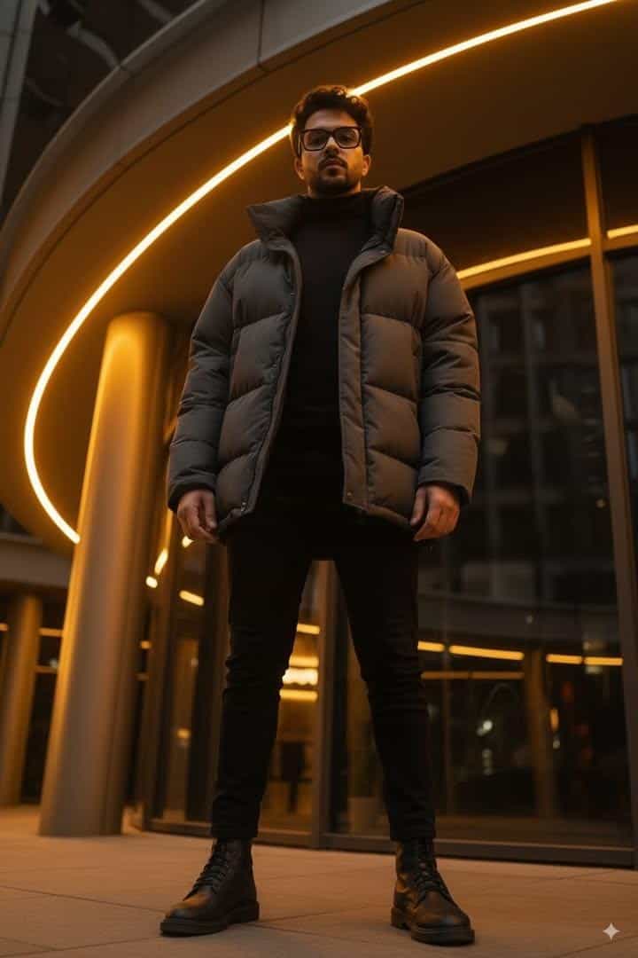 Cinematic AI Portrait in Urban Streetwear with Neon Glow - AI prompt example