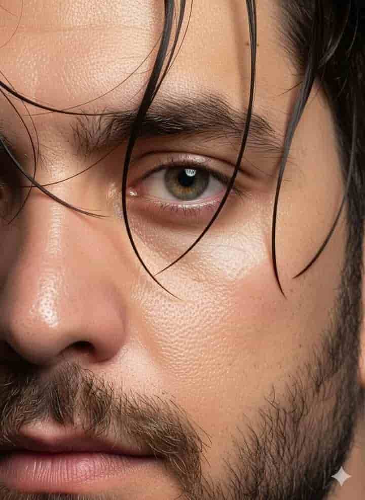 Extreme Close-Up Portrait with Realistic Skin Detail - AI prompt example