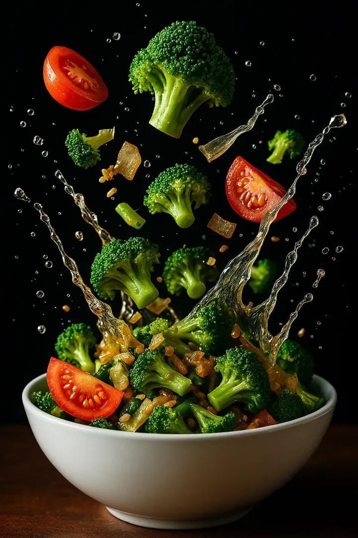 Cinematic Food Splash Shot | dynamic food photography | advertising style - AI prompt example