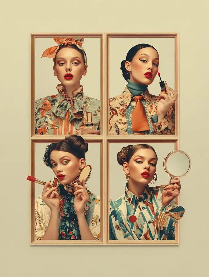 Pop-Art Makeup Ad Girls | beauty advertisement | theatrical composition - AI prompt example