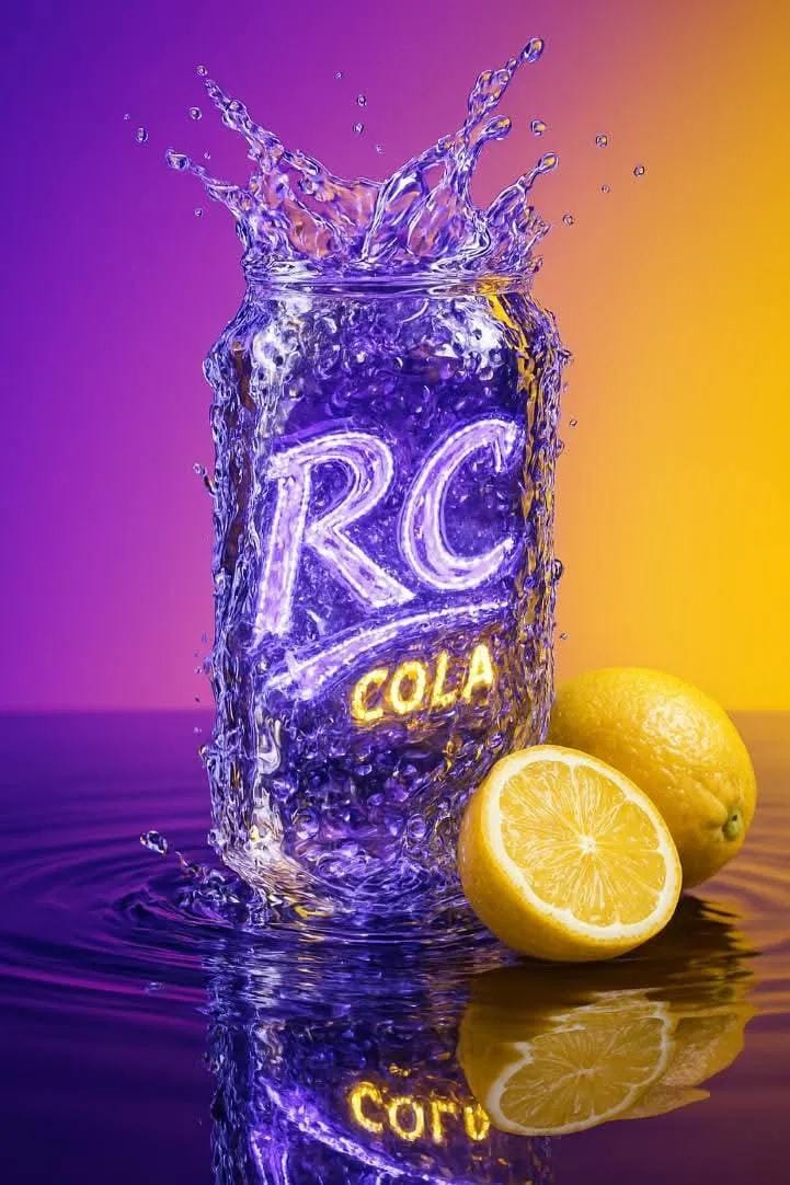 Water Sculpture RC Cola Can | liquid art | advertising concept - AI prompt example