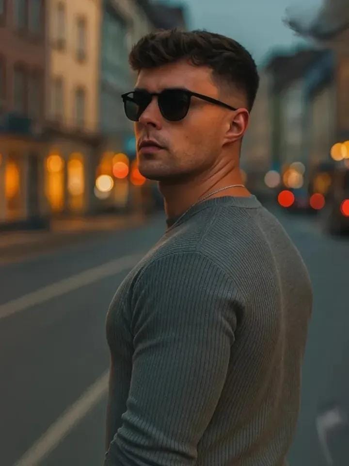 Cinematic Walking Motion Portrait | street photography | confident pose - AI prompt example
