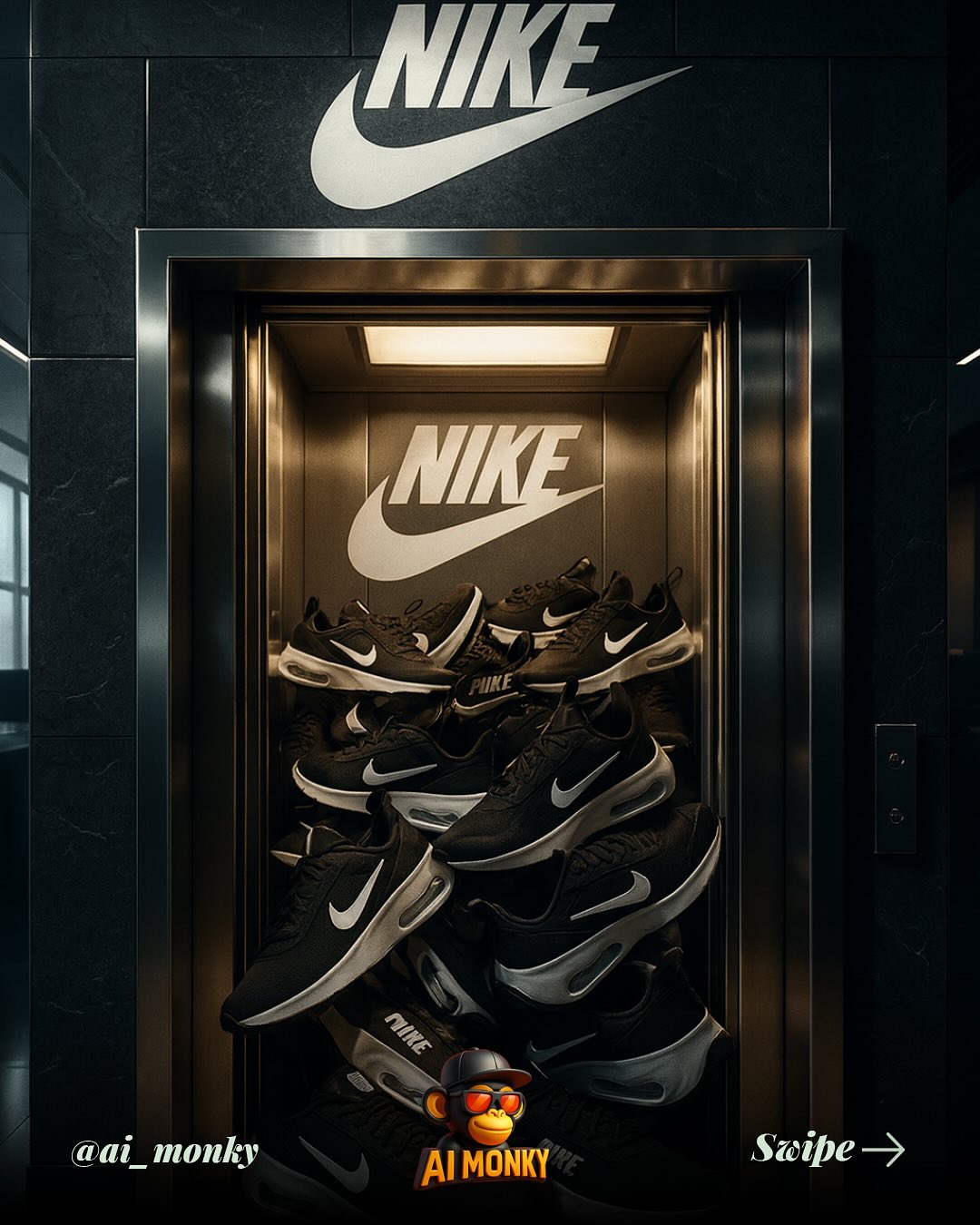 Flooded Elevator Brand Ad | creative advertising | product explosion - AI prompt example