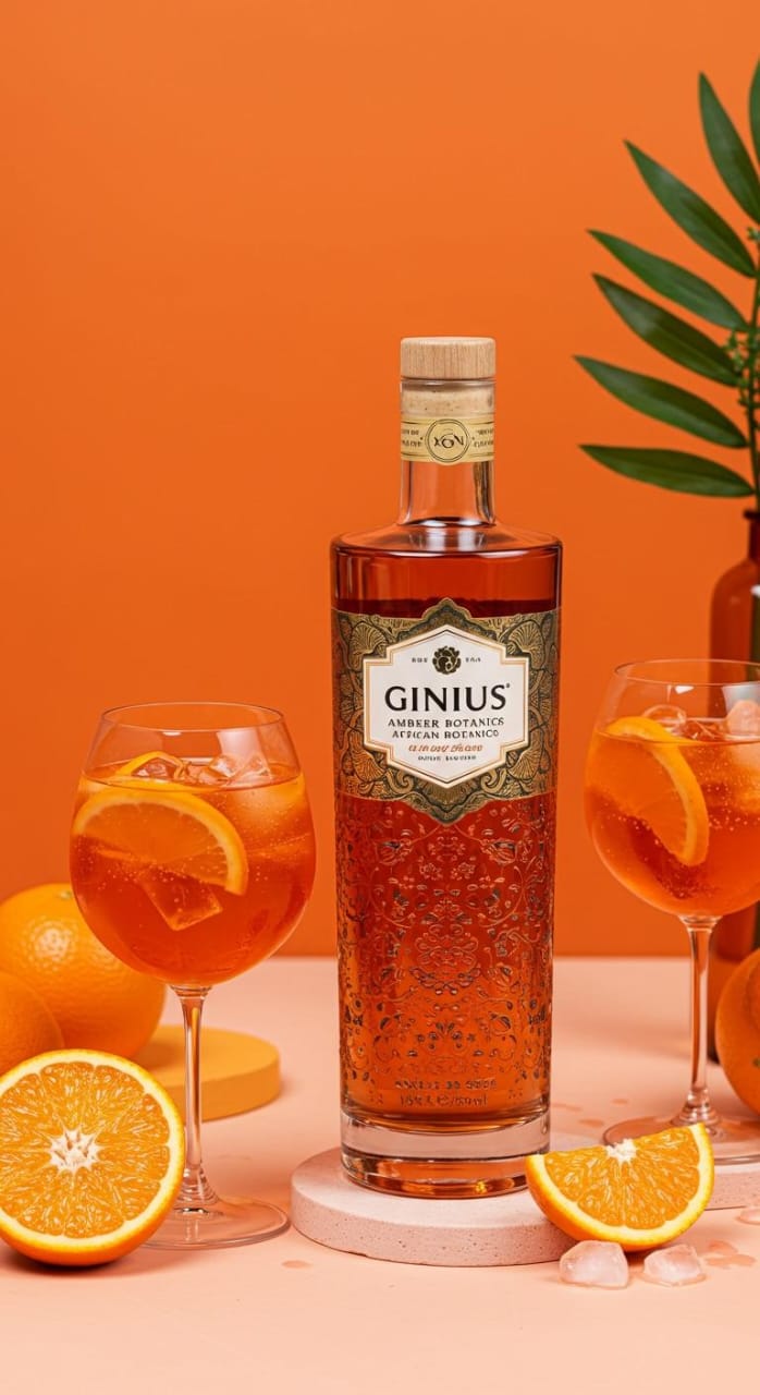 Luxury Gin Lifestyle Shot | product placement | cocktail photography - AI prompt example