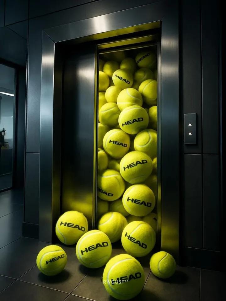 Elevator Flooded with Product | template prompt | advertising idea - AI prompt example