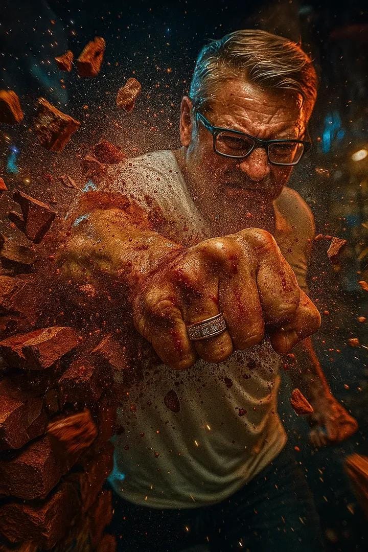 Punch Through Glass Window | action photography | high speed - AI prompt example