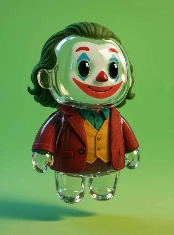 3D Glass Cartoon Figurine | collectible toy design | character art - AI prompt example