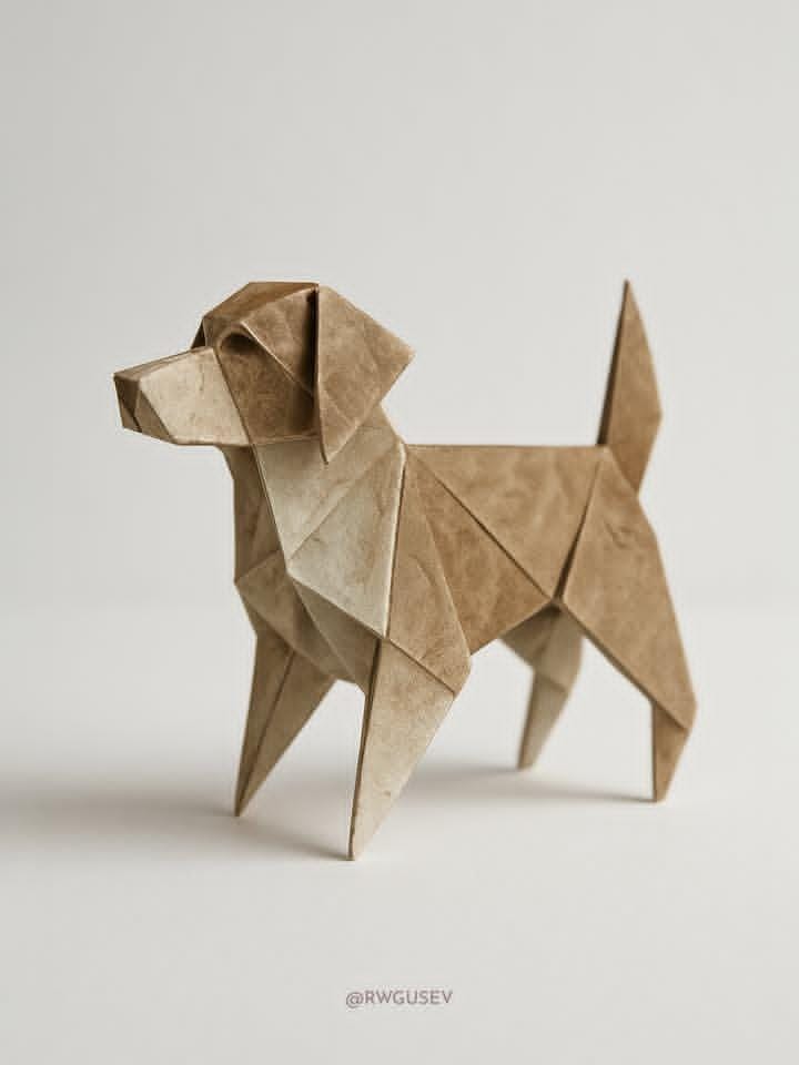 Photorealistic 3D Origami | paper art | minimalist render - AI prompt example
