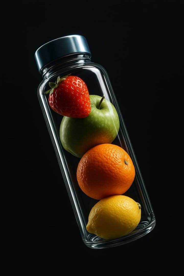 Objects in a Glass Bottle | 3D render | containment concept - AI prompt example